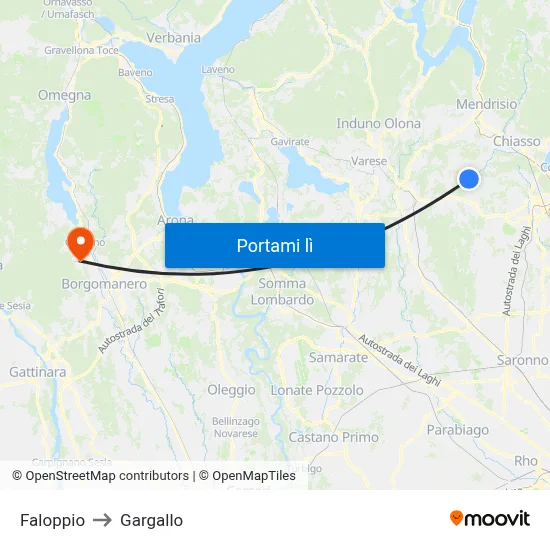 Faloppio to Gargallo map