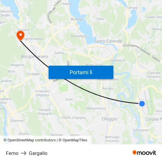 Ferno to Gargallo map