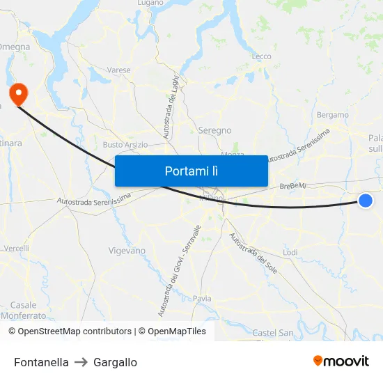 Fontanella to Gargallo map