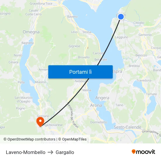 Laveno-Mombello to Gargallo map