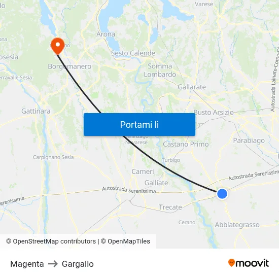 Magenta to Gargallo map