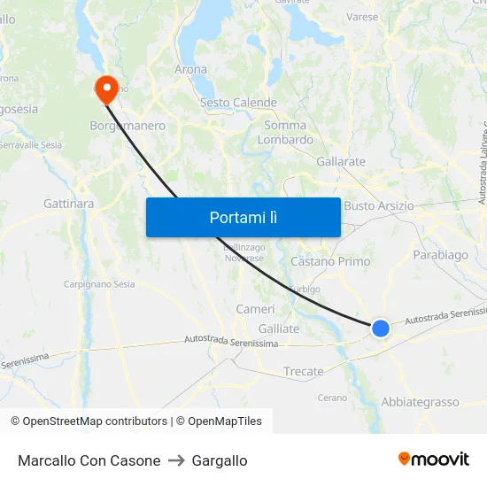 Marcallo Con Casone to Gargallo map