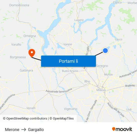 Merone to Gargallo map