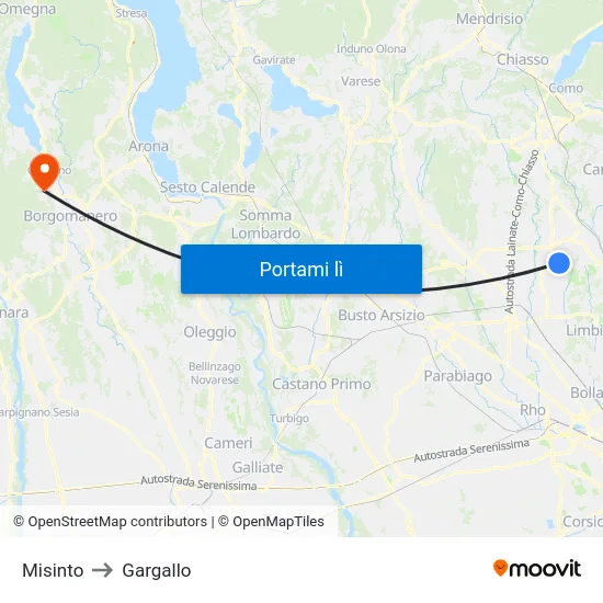 Misinto to Gargallo map