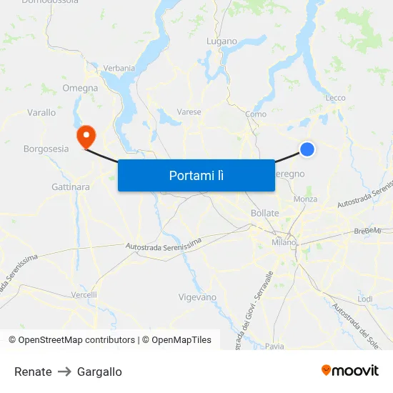 Renate to Gargallo map