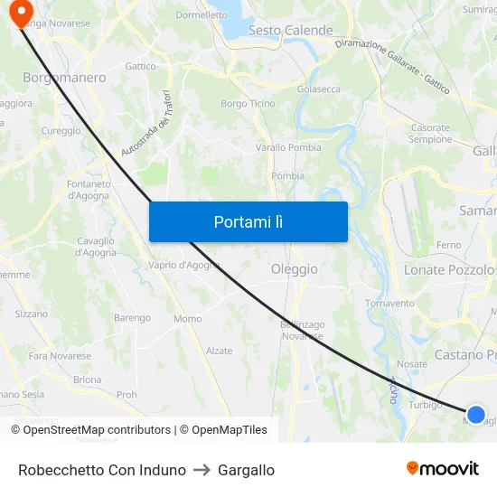 Robecchetto Con Induno to Gargallo map