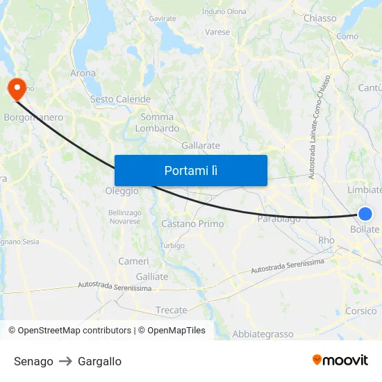 Senago to Gargallo map