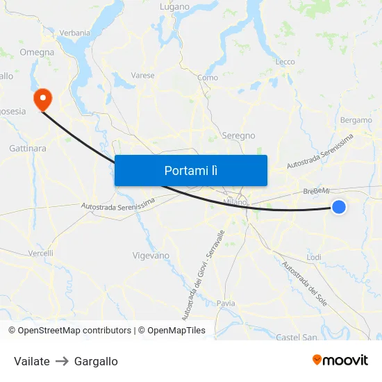 Vailate to Gargallo map