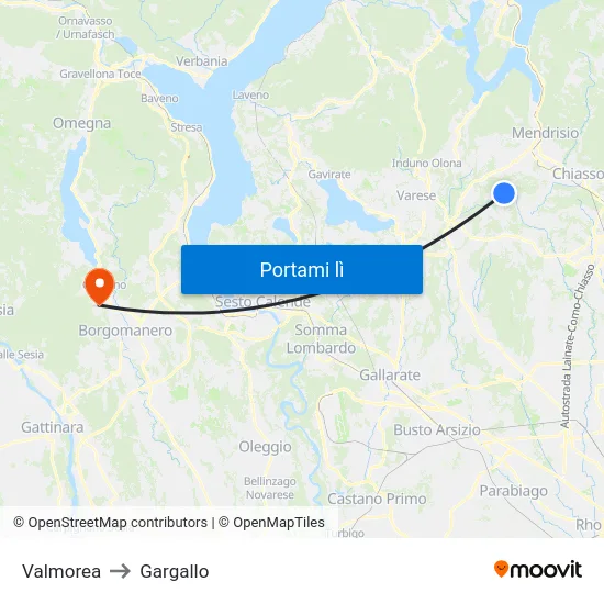 Valmorea to Gargallo map