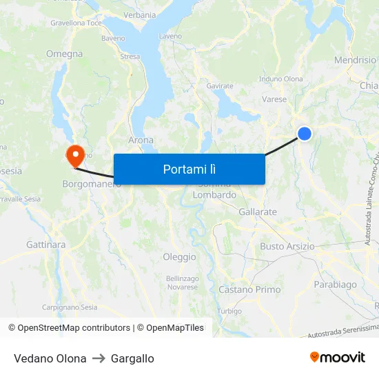 Vedano Olona to Gargallo map