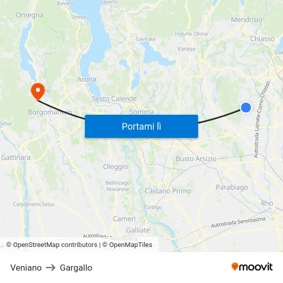 Veniano to Gargallo map