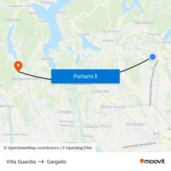 Villa Guardia to Gargallo map