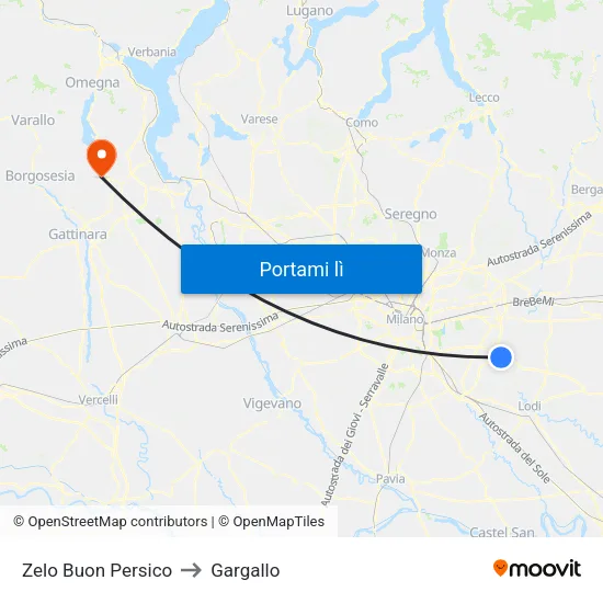 Zelo Buon Persico to Gargallo map