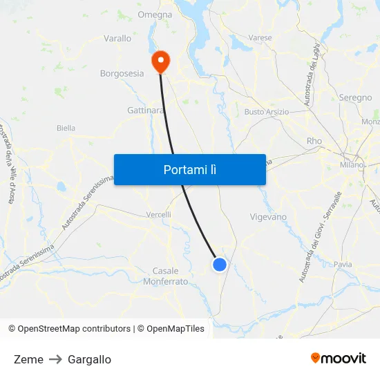 Zeme to Gargallo map