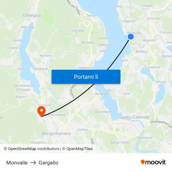 Monvalle to Gargallo map