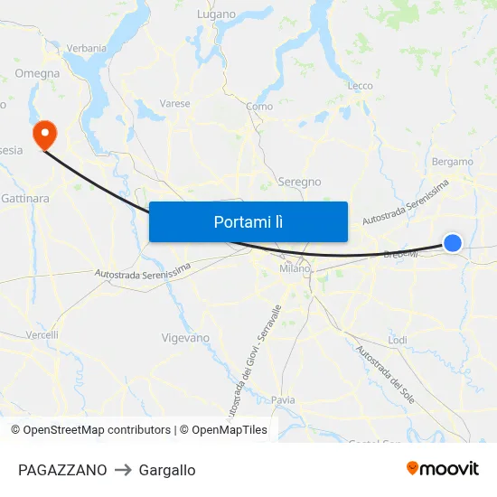 PAGAZZANO to Gargallo map