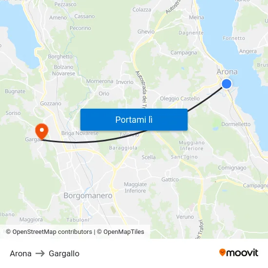 Arona to Gargallo map