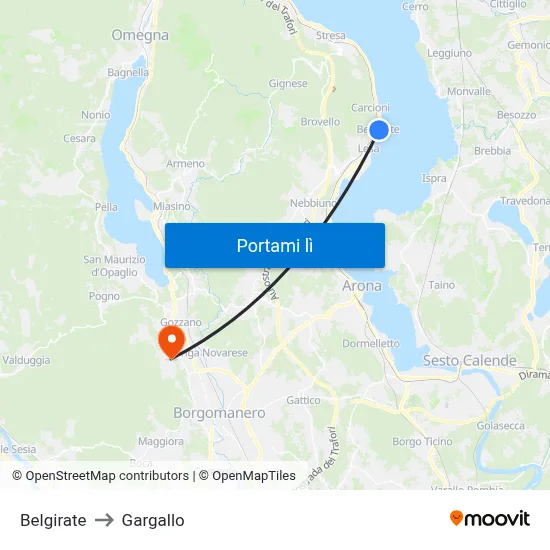 Belgirate to Gargallo map