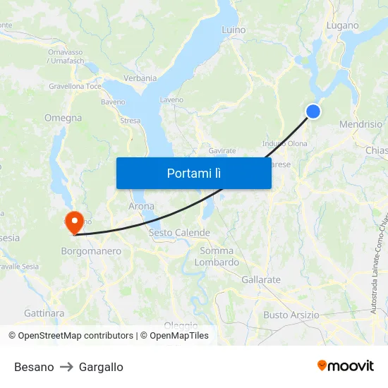 Besano to Gargallo map