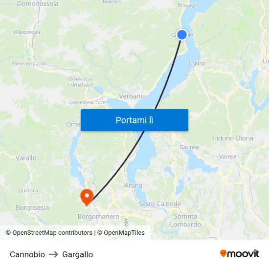 Cannobio to Gargallo map