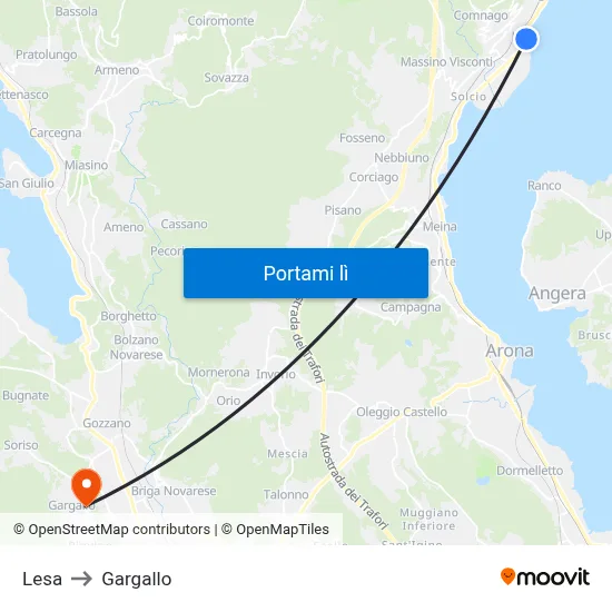Lesa to Gargallo map