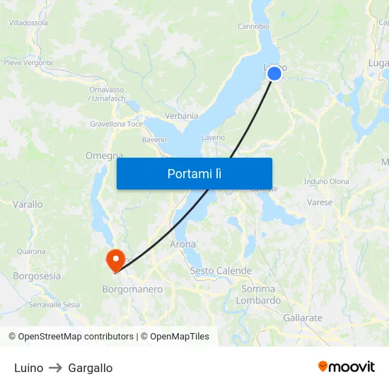 Luino to Gargallo map