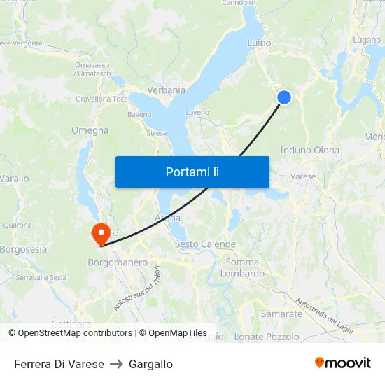Ferrera Di Varese to Gargallo map
