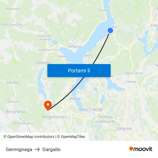 Germignaga to Gargallo map