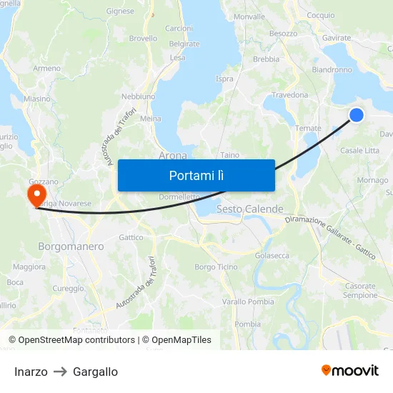 Inarzo to Gargallo map