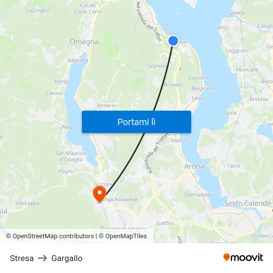 Stresa to Gargallo map
