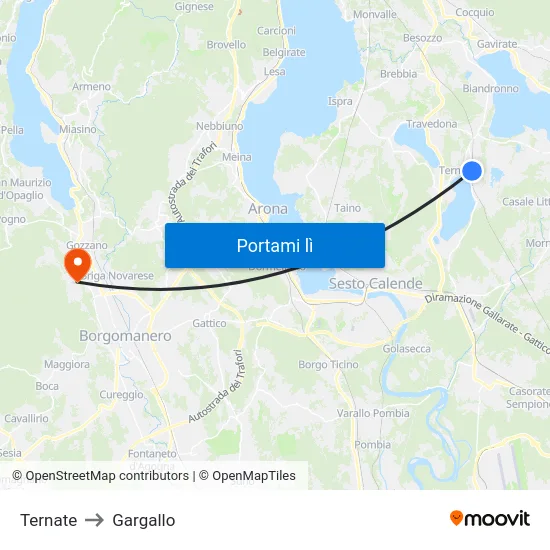 Ternate to Gargallo map