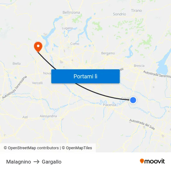 Malagnino to Gargallo map