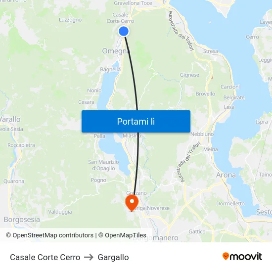 Casale Corte Cerro to Gargallo map
