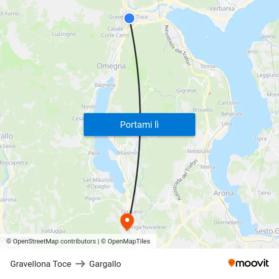 Gravellona Toce to Gargallo map