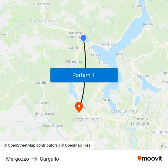 Mergozzo to Gargallo map