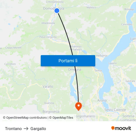 Trontano to Gargallo map