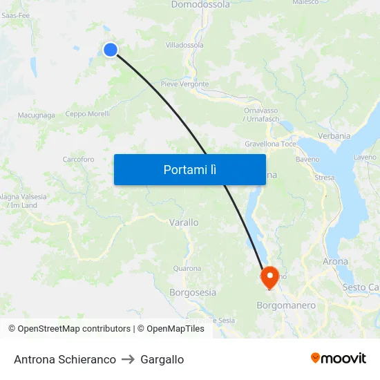 Antrona Schieranco to Gargallo map