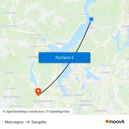 Maccagno to Gargallo map