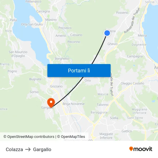 Colazza to Gargallo map