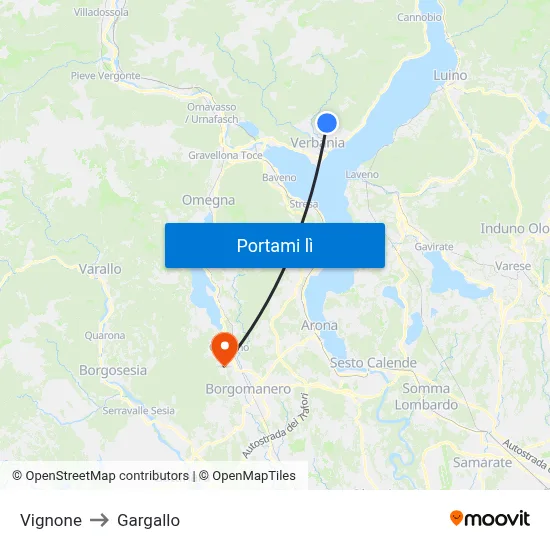 Vignone to Gargallo map