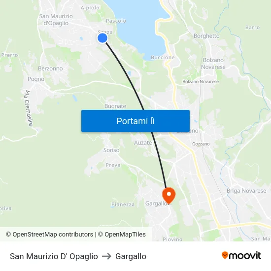 San Maurizio D' Opaglio to Gargallo map