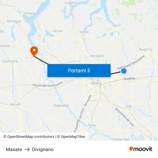 Masate to Divignano map