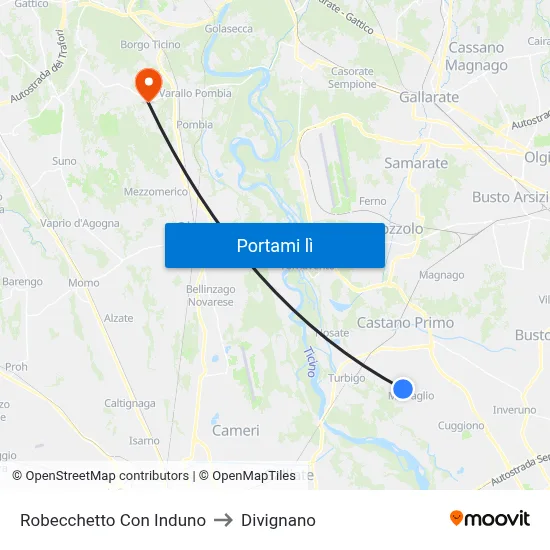 Robecchetto Con Induno to Divignano map
