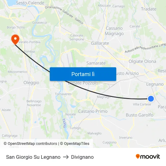 San Giorgio Su Legnano to Divignano map