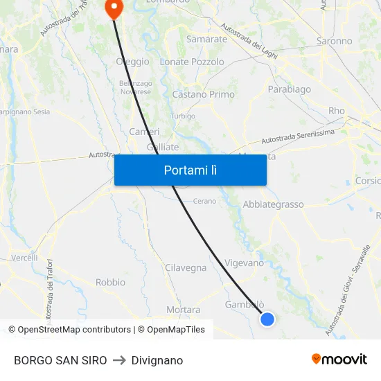 BORGO SAN SIRO to Divignano map