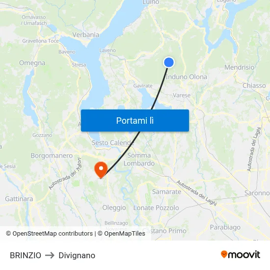 BRINZIO to Divignano map