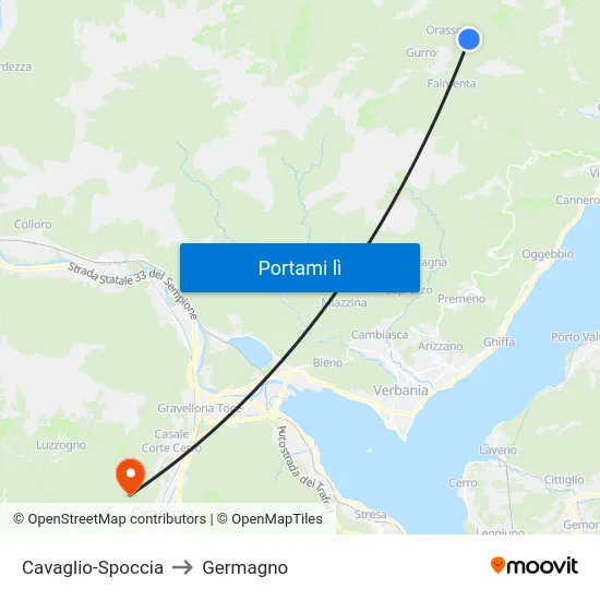 Cavaglio-Spoccia to Germagno map