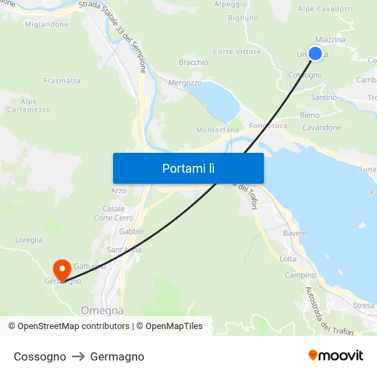 Cossogno to Germagno map