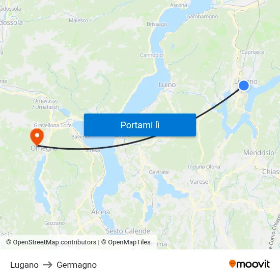 Lugano to Germagno map