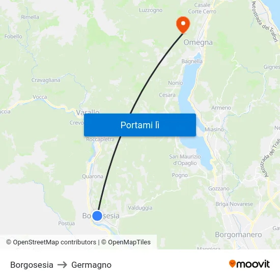 Borgosesia to Germagno map